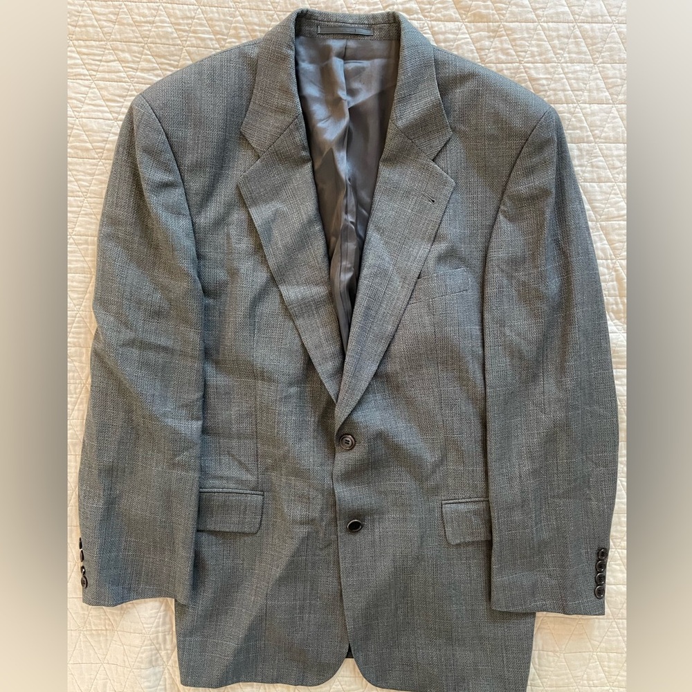 HUGO BOSS Vintage Finely Textured Wool Subtle Check Sport Jacket in Gray 42